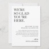 EDITABLE bruiloft welkomstbrief en reisschema Kaar Kaart (Voorkant)