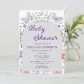 Editable Butterfly Theme Baby Shower Invitation (Debout devant)