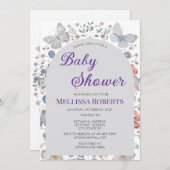 Editable Butterfly Theme Baby Shower Invitation (Devant / Derrière)