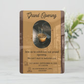 Editable Cafe Opening Invitation Card Design (Debout devant)