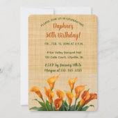 Editable Calla Lilies on Beige Linen Kaart (Voorkant)