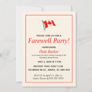 Editable Canadian Army Farewell Party Kaart