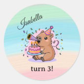 Editable Capybara Birthday Sticker Cute Kids Party (Devant)