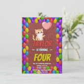 Editable Cat-Themed Birthday Invitation Balloon (Debout devant)