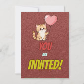 Editable Cat-Themed Birthday Invitation Balloon Kaart (Achterkant)