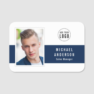 Editable Center Color Voeg uw Logo foto toe Naamplaatje