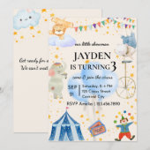 Editable Circus Birthday Invitation for Boys&Girls (Devant / Derrière)