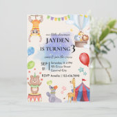 Editable Circus Birthday Invitation Kaart (Staand voorkant)