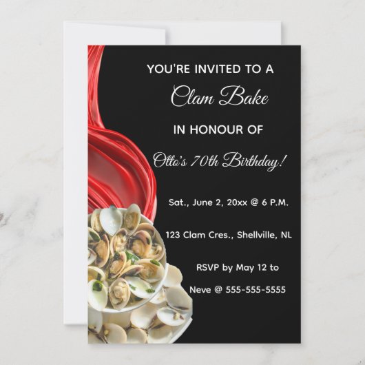 Editable Clam Bake Invitations Kaart (Voorkant)