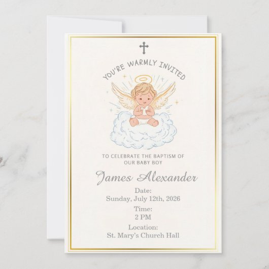 Editable Classic Baby Baptism Invitation (Devant)