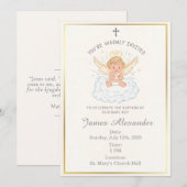 Editable Classic Baby Baptism Invitation Kaart (Voorkant / Achterkant)