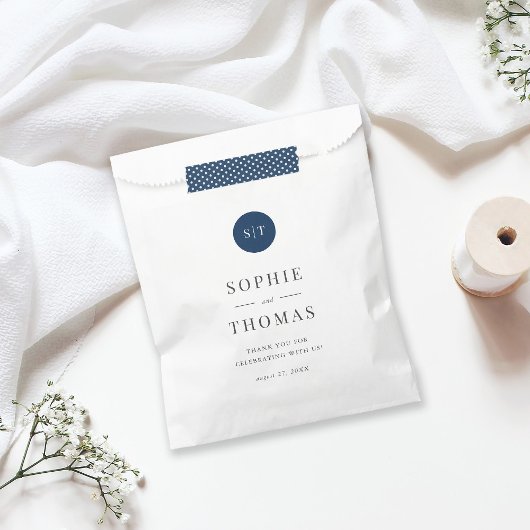 Editable Color Classic Round Monogram Weddenschap Bedankzakje