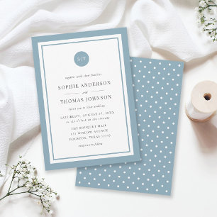Editable Color Classic Round Monogram Weddenschap Kaart