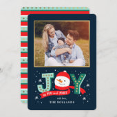 EDITABLE Color Joyful Snowman Holiday-fotokaart Feestdagenkaart (Voorkant / Achterkant)