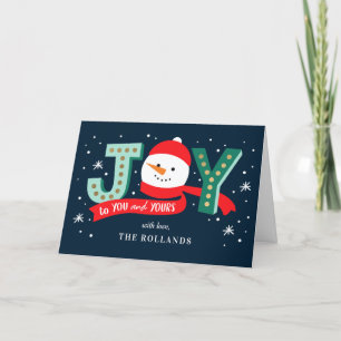 EDITABLE COLOR Joyful Snowman Holiday Kaarten