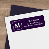 Editable Color met White Border Monogram Address Etiket