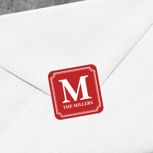 Editable Color met White Border Name Monogram Vierkante Sticker