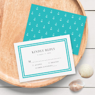 Editable Color Modern Classic Anchor Wedding RSVP Kaartje