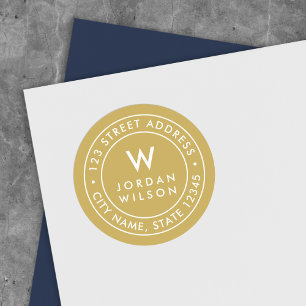 EDITABLE Color Monogram Border Return Address Ronde Sticker