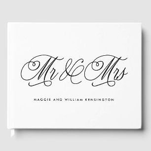 EDITABLE COLOR Mr & Mrs Elegant Script Wedding Gastenboek