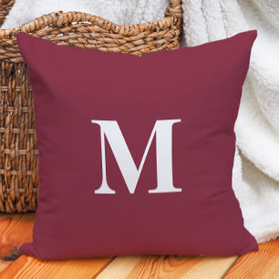Editable Color Paars White Monogram Initiaal Buitenkussen