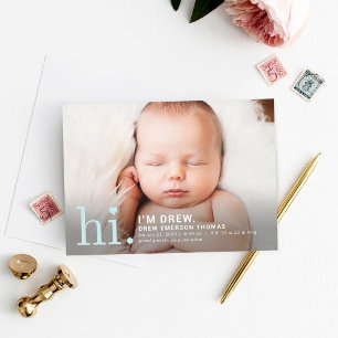 Editable Color Precious Hi Baby Birth Announoundin Feestdagenkaart