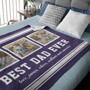 Editable Color Sporty Best Dad Ever Photo Collage Fleece Deken