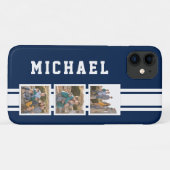 Editable Color Sporty Varsity White Stripes Foto Case-Mate iPhone Case (Achterkant (horizontaal))