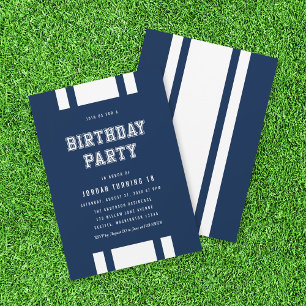 Editable Color Varsity Any Age Birthday Party Kaart