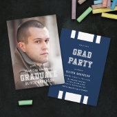 Editable Color Varsity Photo Afstuderen Afstudeerd Kaart