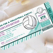 Editable Color Volleyball Ticket Pass Birthday Kaart