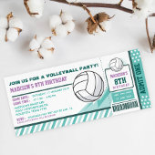 Editable Color Volleyball Ticket Pass Birthday Kaart