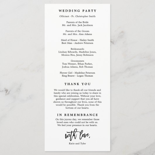 EDITABLE COLOR Wedding Ceremony Program #BCC Programma (Achterkant)