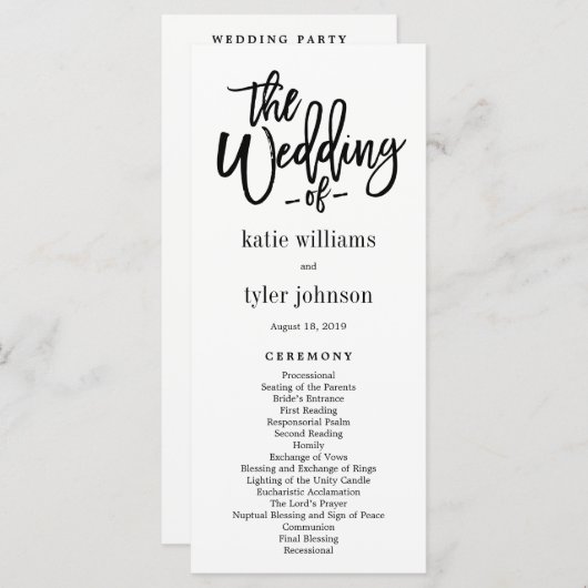 EDITABLE COLOR Wedding Ceremony Program #BCC Programma (Voorkant / Achterkant)