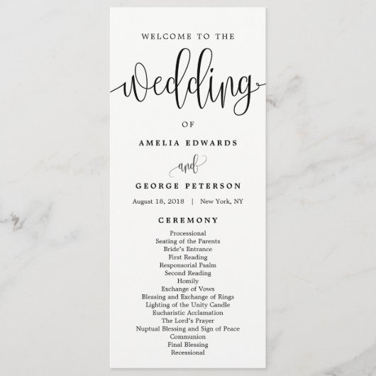EDITABLE COLOR Wedding Ceremony Program #LCC Programma (Voorkant)