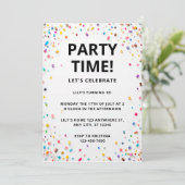 Editable Colorée Confetti anniversaire Invitation (Debout devant)