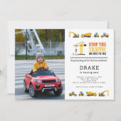 Editable Construction Trucks Theme Fotodag Kaart (Voorkant)