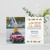 Editable Construction Trucks Theme Fotodag Kaart (Staand voorkant)