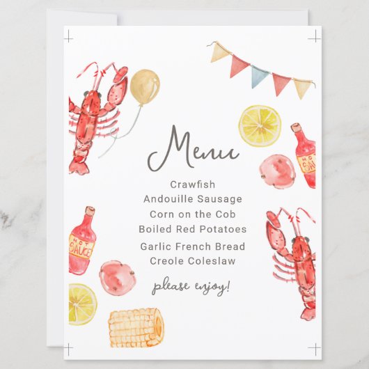 Editable Crawfish Menu Sign (Voorkant)