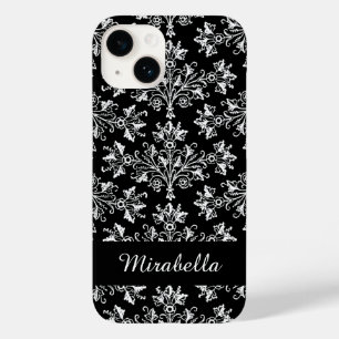 Editable Daisy Damask Blanc sur coque iphone noir