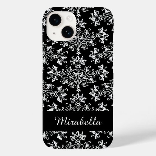 Editable Daisy Damask Blanc sur coque iphone noir (Verso)