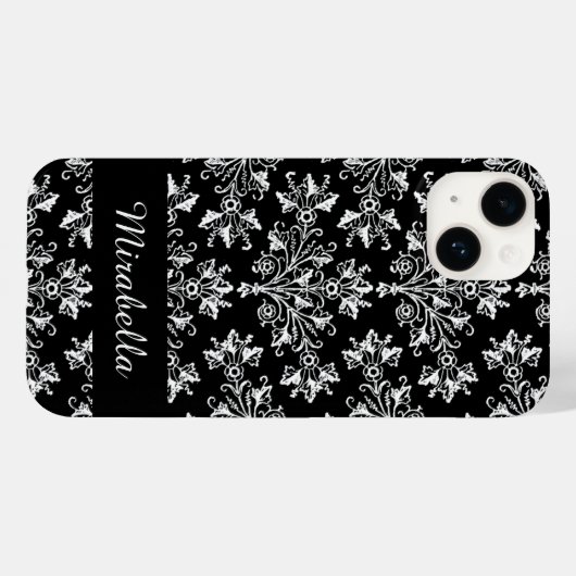 Editable Daisy Damask Blanc sur coque iphone noir (Verso (horizontal))