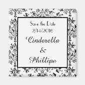 Editable Damask sparen de Datum Floral Squar Magneet (Voorkant)