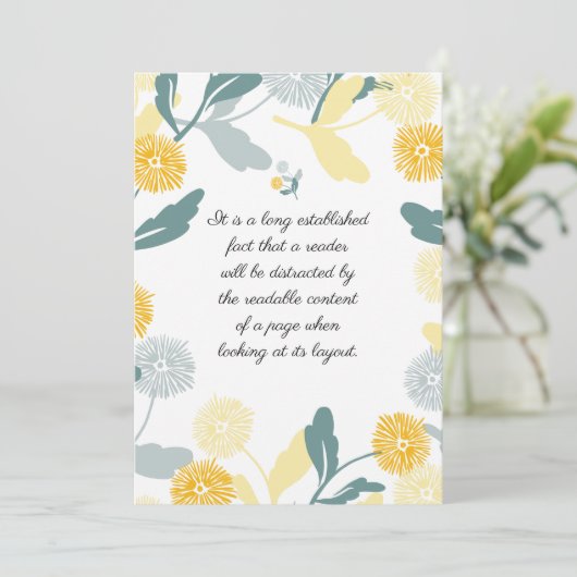 Editable Dandelion floral art bedankt je kaart (Staand voorkant)