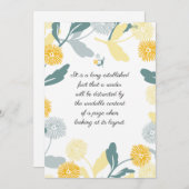 Editable Dandelion floral art bedankt je kaart (Voorkant / Achterkant)