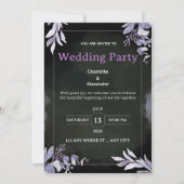 Editable Dark Botanical Wedding Invitation (Devant)