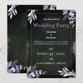 Editable Dark Botanical Wedding Invitation Kaart (Voorkant / Achterkant)