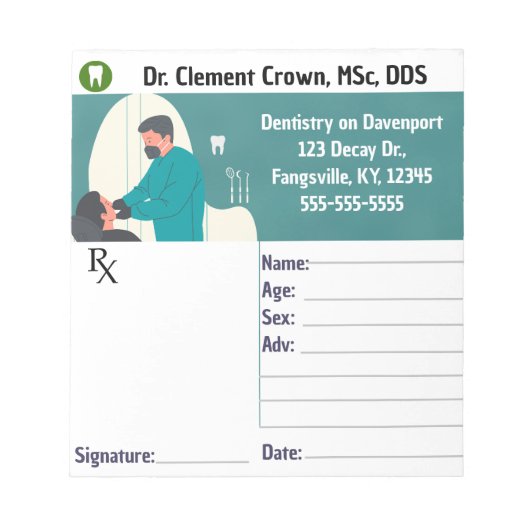Editable Dentist Prescription Pad Notitieblok (Voorkant)