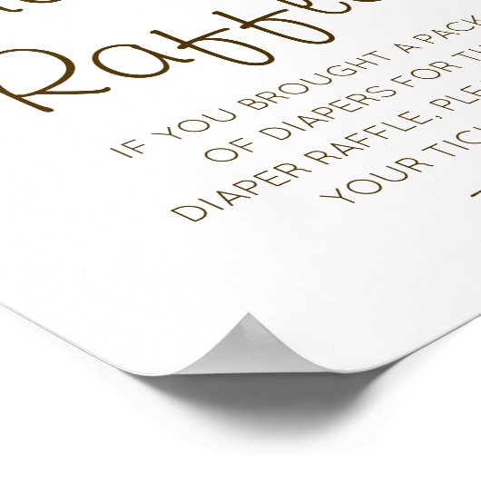Editable Diaper Raffle Baby Shower Sign Printed Poster (Hoek)