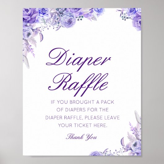 Editable Diaper Raffle Baby Shower Sign Printed Poster (Voorkant)